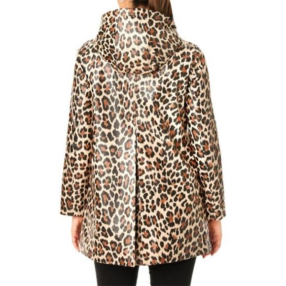 Kate Spade New York Leopard Matte Aline Raincoat Long Sleeve Brown Women's SZ S - Picture 2 of 12